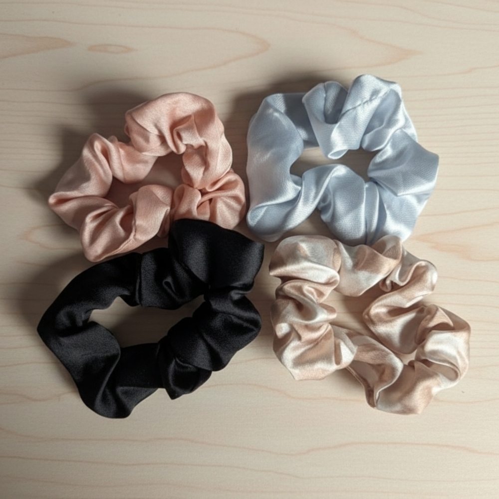 Set of Four Satin Scrunchies